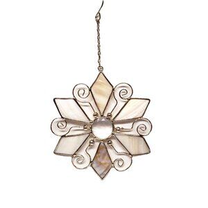 Formano Nacre Poinsettia Christmas Ornament Capiz Glass Metal Flower White 5"